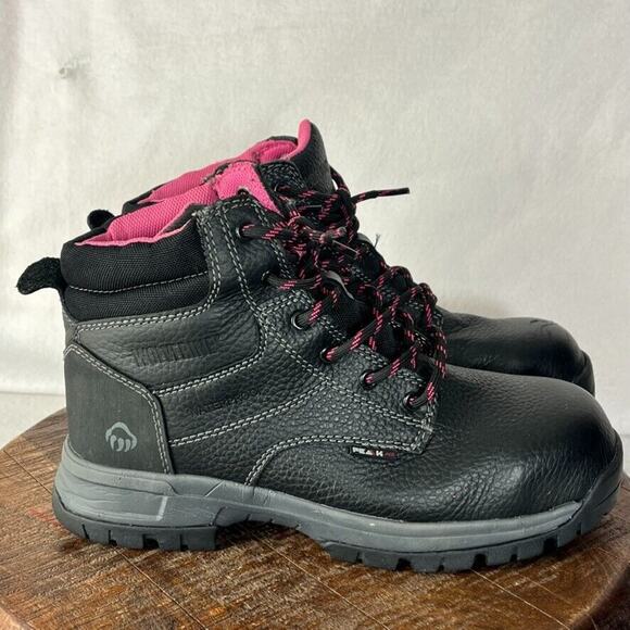 Wolverine Boots Womens 7.5M Piper Black Leather Work Safety Steel Toe Lace Up - Picture 6 of 14